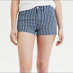AMERICAN EAGLE Stripe Blue White High Rise Short